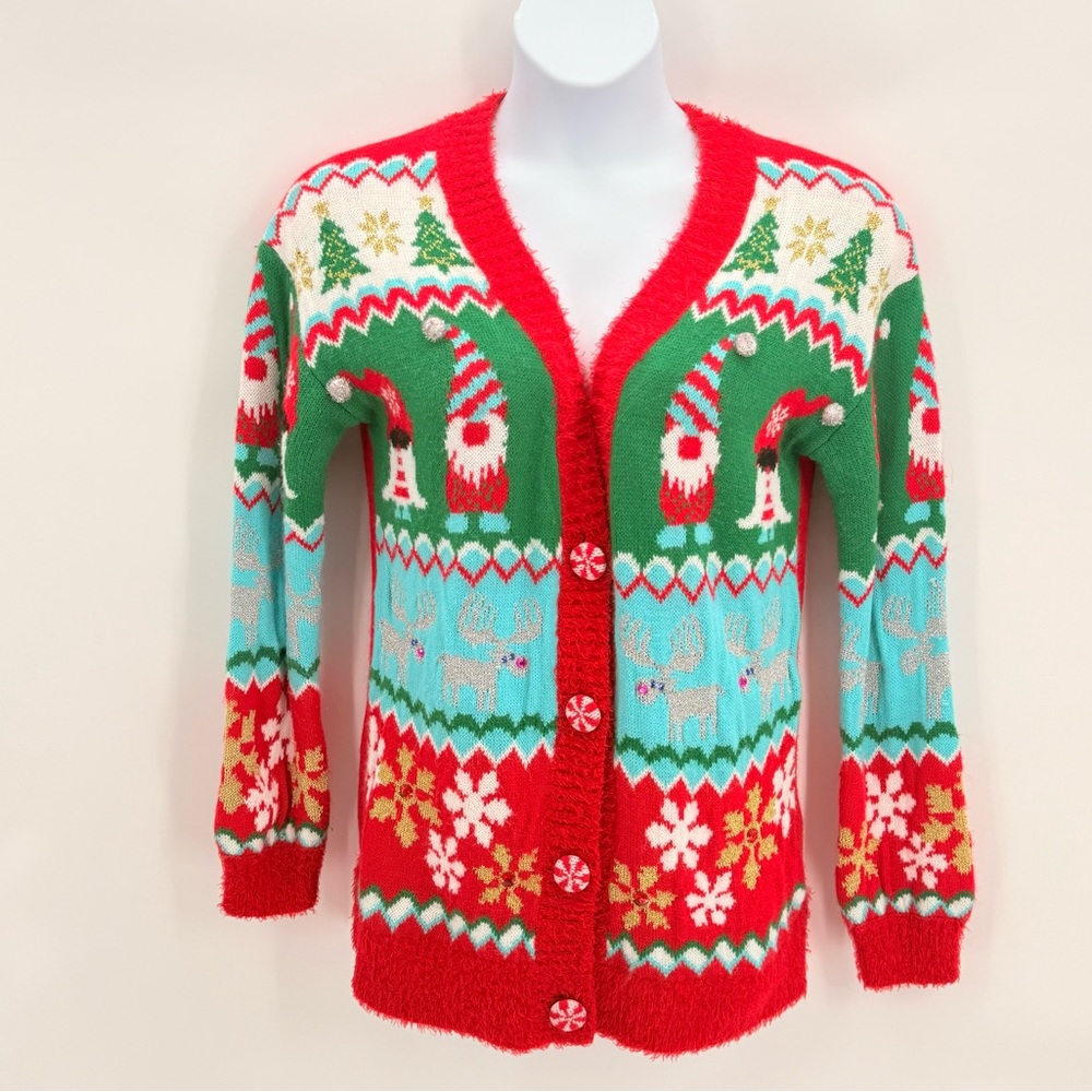 Holiday Time Red Snowmen Fair Isle Christmas Sweater Women’s Small Xmas Cute